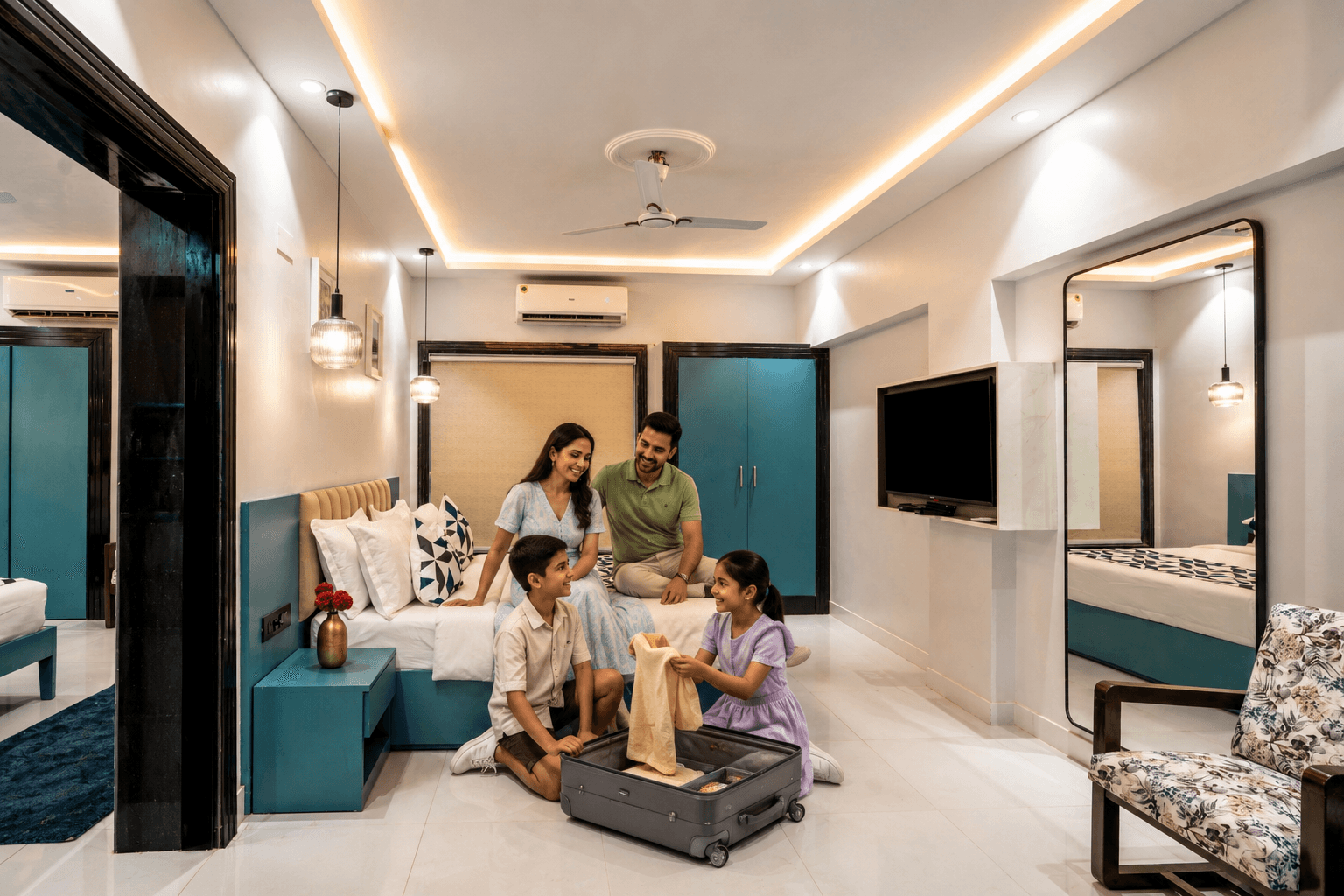 Family at Juhu Beach Mumbai near family hotel asar Elite Orion Hotels